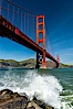 Golden Gate Bridge, viewed from Fort Point, with the Marin Headlands visible in the distance.  San Francisco. San Francisco, California, USA. Image #09056