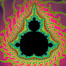 Detail within the Mandelbrot set fractal.  This detail is found by zooming in on the overall Mandelbrot set image, finding edges and buds with interesting features.  Fractals are complex geometric shapes that exhibit repeating patterns typified by <i>self-similarity</i>, or the tendency for the details of a shape to appear similar to the shape itself.  Often these shapes resemble patterns occurring naturally in the physical world, such as spiraling leaves, seemingly random coastlines, erosion and liquid waves.  Fractals are generated through surprisingly simple underlying mathematical expressions, producing subtle and surprising patterns.  The basic iterative expression for the Mandelbrot set is z = z-squared + c, operating in the complex (real, imaginary) number set. Image #10375