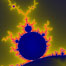 Detail within the Mandelbrot set fractal.  This detail is found by zooming in on the overall Mandelbrot set image, finding edges and buds with interesting features.  Fractals are complex geometric shapes that exhibit repeating patterns typified by <i>self-similarity</i>, or the tendency for the details of a shape to appear similar to the shape itself.  Often these shapes resemble patterns occurring naturally in the physical world, such as spiraling leaves, seemingly random coastlines, erosion and liquid waves.  Fractals are generated through surprisingly simple underlying mathematical expressions, producing subtle and surprising patterns.  The basic iterative expression for the Mandelbrot set is z = z-squared + c, operating in the complex (real, imaginary) number set. Image #10378