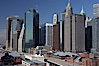 Lower Manhattan skyline viewed from the Brooklyn Bridge. Manhattan, New York City, New York, USA. Image #11091