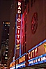 Radio City Music Hall, neon lights, night. Radio City Music Hall, New York City, New York, USA. Image #11174
