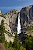 Yosemite Falls at peak flow in late spring, viewed from Cooks Meadow. Yosemite Falls, Yosemite National Park, California, USA. Image #12631