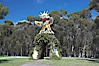 Sun God is a strange artwork, the first in the Stuart Collection at University of California San Diego (UCSD).  Commissioned in 1983 and produced by Niki de Sainte Phalle, Sun God has become a landmark on the UCSD campus. University of California, San Diego, La Jolla, California, USA. Image #12838