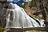 Fly fishing below Gibbon Falls. This flyfisherman hiked up the Gibbon River to reach the foot of Gibbon Falls. Gibbon River, Yellowstone National Park, Wyoming, USA. Image #13269