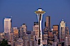 Seattle city skyline at dusk, Space Needle at right. Seattle, Washington, USA. Image #13663