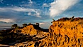 Broken Hill with the Pacific Ocean in the distance.  Broken Hill is an ancient, compacted sand dune that was uplifted to its present location and is now eroding. Torrey Pines State Reserve, San Diego, California, USA. Image #14755