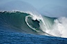 Greg Long of San Clemente surfs a heat one wave at the 2006 Mavericks surf contest, February 7, 2006. Mavericks, Half Moon Bay, California, USA. Image #15306