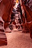 Antelope Canyon, a deep narrow slot canyon formed by water and wind erosion. Navajo Tribal Lands, Page, Arizona, USA. Image #17990