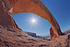 Wilson Arch rises high above route 191 in eastern Utah, with a span of 91 feet and a height of 46 feet. Wilson Arch, Utah, USA. Image #18031