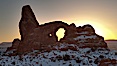 Turret Arch at sunset, winter. Turret Arch, Arches National Park, Utah, Utah, USA. Image #18146