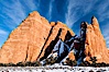 Fins.  The vertical slabs of Entrada sandstone may become natural sandstone arches. Arches National Park, Utah, Utah, USA. Image #18187
