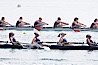 Cal (UC Berkeley) women's collegiate novice crew race in the finals of the Korholz Perpetual Trophy, 2007 San Diego Crew Classic. Mission Bay, San Diego, California, USA. Image #18644