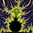 The Mandelbrot Fractal.  Fractals are complex geometric shapes that exhibit repeating patterns typified by <i>self-similarity</i>, or the tendency for the details of a shape to appear similar to the shape itself.  Often these shapes resemble patterns occurring naturally in the physical world, such as spiraling leaves, seemingly random coastlines, erosion and liquid waves.  Fractals are generated through surprisingly simple underlying mathematical expressions, producing subtle and surprising patterns.  The basic iterative expression for the Mandelbrot set is z = z-squared + c, operating in the complex (real, imaginary) number set. Image #18729
