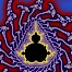 The Mandelbrot Fractal.  Fractals are complex geometric shapes that exhibit repeating patterns typified by <i>self-similarity</i>, or the tendency for the details of a shape to appear similar to the shape itself.  Often these shapes resemble patterns occurring naturally in the physical world, such as spiraling leaves, seemingly random coastlines, erosion and liquid waves.  Fractals are generated through surprisingly simple underlying mathematical expressions, producing subtle and surprising patterns.  The basic iterative expression for the Mandelbrot set is z = z-squared + c, operating in the complex (real, imaginary) number set. Image #18737