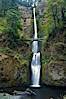 Multnomah Falls.  Plummeting 620 feet from its origins on Larch Mountain, Multnomah Falls is the second highest year-round waterfall in the United States.  Nearly two million visitors a year come to see this ancient waterfall making it Oregon’s number one public destination. Multnomah Falls, Columbia River Gorge National Scenic Area, Oregon, USA. Image #19315