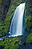Wahkeena Falls drops 249 feet in several sections through a lush green temperate rainforest. Wahkeena Falls, Columbia River Gorge National Scenic Area, Oregon, USA. Image #19325