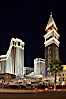 The Venetian Hotel rises above the Strip, Las Vegas Boulevard, at night. Las Vegas, Nevada, USA. Image #20562