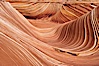 The Wave, an area of fantastic eroded sandstone featuring beautiful swirls, wild colors, countless striations, and bizarre shapes set amidst the dramatic surrounding North Coyote Buttes of Arizona and Utah.  The sandstone formations of the North Coyote Buttes, including the Wave, date from the Jurassic period. Managed by the Bureau of Land Management, the Wave is located in the Paria Canyon-Vermilion Cliffs Wilderness and is accessible on foot by permit only. North Coyote Buttes, Paria Canyon-Vermilion Cliffs Wilderness, Arizona, USA. Image #20614