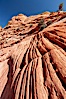 Sandstone formations.  Layers of sandstone are revealed by erosion in the Wire Pass narrows. Wire Pass, Paria Canyon-Vermilion Cliffs Wilderness, Arizona, USA. Image #20731