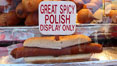Hot dog, great spicy polish. Del Mar Fair, California, USA. Image #20861