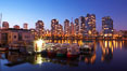 Yaletown section of Vancouver at night, viewed from Granville Island. British Columbia, Canada. Image #21166