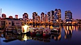 Yaletown section of Vancouver at night, viewed from Granville Island. Granville Island, Vancouver, British Columbia, Canada. Image #21166