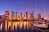 Yaletown section of Vancouver at night, viewed from Granville Island. Granville Island, Vancouver, British Columbia, Canada. Image #21167