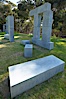 Stonehenge, or what is officially known as the La Jolla Project, was the third piece in the Stuart Collection at University of California San Diego (UCSD).  Commissioned in 1984 and produced by Richard Fleishner, the granite blocks are spread on the lawn south of Galbraith Hall on Revelle College at UCSD. University of California, San Diego, La Jolla, California, USA. Image #21223