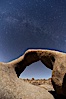 Mobius Arch with the Milky Way galaxy appearing in the night sky above. Alabama Hills Recreational Area, California, USA. Image #21737