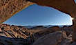 The Alabama Hills viewed through the natural stone arch of Mobius Arch, early morning. Alabama Hills Recreational Area, California, USA. Image #21741