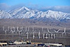 Wind turbines and Mount San Gorgonio Pass, near Interstate 10, provide electricity to Palm Springs and the Coachella Valley. San Gorgonio Pass, Palm Springs, California, USA. Image #22237