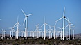 Wind turbines, in the San Gorgonio Pass, near Interstate 10 provide electricity to Palm Springs and the Coachella Valley. San Gorgonio Pass, Palm Springs, California, USA. Image #22239