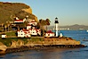 New Point Loma Lighthouse, situated on the tip of Point Loma Peninsula, marks the entrance to San Diego Bay.  The lighthouse rises 70' and was built in 1891 to replace the "old"  Point Loma Lighthouse which was often shrouded in fog. San Diego, California, USA. Image #22295