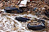 Pollution accumulates in the Tijuana River Valley following winter storms which flush the trash from Tijuana in Mexico across the border into the United States. Imperial Beach, San Diego, California, USA. Image #22549