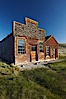 Barber shop, front porch and facade, Main Street. Bodie State Historical Park, California, USA. Image #23107
