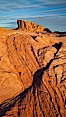 Sandstone striations and butte, dawn. Valley of Fire State Park, Nevada, USA. Image #26499