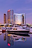 San Diego Marriott Hotel and Marina viewed from the San Diego Embacadero Marine Park. San Diego, California, USA. Image #26559