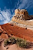 Brilliant red striations around the base of this pinnacle are responsible for its name: the Lollipop. White Pocket, Vermillion Cliffs National Monument, Arizona, USA. Image #26607