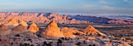 Teepee rocks with the Vermillion Cliffs in the distance. Page, Arizona, USA. Image #26613