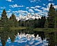 The Grand Tetons, reflected in the glassy waters of the Snake River at Schwabacher Landing, on a beautiful summer morning. Grand Teton National Park, Wyoming, USA. Image #26923