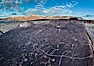 Sky Rock petroglyphs near Bishop, California.  Hidden atop on of the enormous boulders of the Volcanic Tablelands lies Sky Rock, a set of petroglyphs that face the sky.  These superb examples of native American petroglyph artwork are thought to be Paiute in origin, but little is known about them. Bishop, California, USA. Image #26970