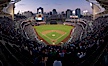 Petco Park, home of the San Diego Padres professional baseball team, overlooking downtown San Diego at dusk. San Diego, California, USA