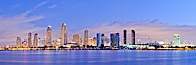 San Diego bay and skyline at sunrise, viewed from Coronado Island. San Diego, California, USA. Image #27173