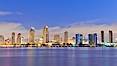 San Diego bay and skyline at sunrise, viewed from Coronado Island. San Diego, California, USA. Image #27178