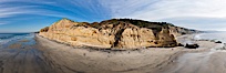 Torrey Pines balloon aerial survey photo.  Torrey Pines seacliffs, rising up to 300 feet above the ocean, stretch from Del Mar to La Jolla. On the mesa atop the bluffs are found Torrey pine trees, one of the rare species of pines in the world. Peregine falcons nest at the edge of the cliffs. This photo was made as part of an experimental balloon aerial photographic survey flight over Torrey Pines State Reserve, by permission of Torrey Pines State Reserve. Torrey Pines State Reserve, San Diego, California, USA. Image #27273