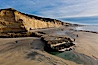 Torrey Pines balloon aerial survey photo.  Torrey Pines seacliffs, rising up to 300 feet above the ocean, stretch from Del Mar to La Jolla. On the mesa atop the bluffs are found Torrey pine trees, one of the rare species of pines in the world. Peregine falcons nest at the edge of the cliffs. This photo was made as part of an experimental balloon aerial photographic survey flight over Torrey Pines State Reserve, by permission of Torrey Pines State Reserve. Torrey Pines State Reserve, San Diego, California, USA. Image #27288