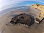Torrey Pines balloon aerial survey photo.  Torrey Pines seacliffs, rising up to 300 feet above the ocean, stretch from Del Mar to La Jolla. On the mesa atop the bluffs are found Torrey pine trees, one of the rare species of pines in the world. Peregine falcons nest at the edge of the cliffs. This photo was made as part of an experimental balloon aerial photographic survey flight over Torrey Pines State Reserve, by permission of Torrey Pines State Reserve. Torrey Pines State Reserve, San Diego, California, USA. Image #27289