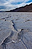 Salt polygons. After winter flooding, the salt on the Badwater Basin playa dries into geometric polygonal shapes. Badwater, Death Valley National Park, California, USA. Image #27631