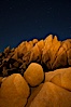 Boulders and stars, moonlight in Joshua Tree National Park. The moon gently lights unusual boulder formations at Jumbo Rocks in Joshua Tree National Park, California. Joshua Tree National Park, California, USA. Image #27715