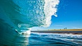 Breaking wave, morning, barrel shaped surf, California. California, USA. Image #28001
